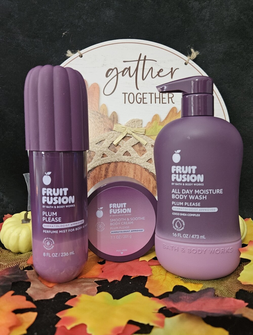 NWT Bath & Body Works Fruit Fusion Plum Please Body Care Set - Purple, White